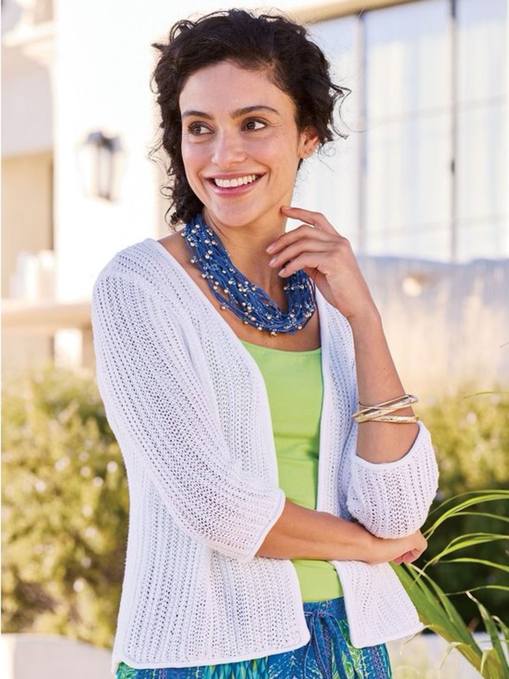 NWT Soft Surroundings Cardigan, White, Sz M.
